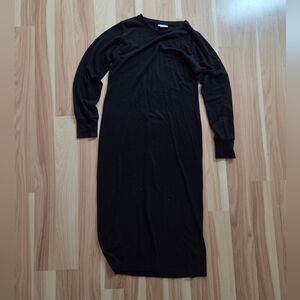 Topshop Black Long Sleeve Sweater Dress with Slit